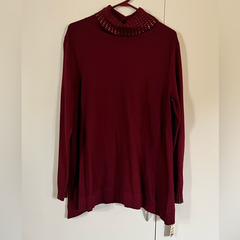 Alfani Long Sleeve Cowl Neck Burgundy Sweater Size Medium